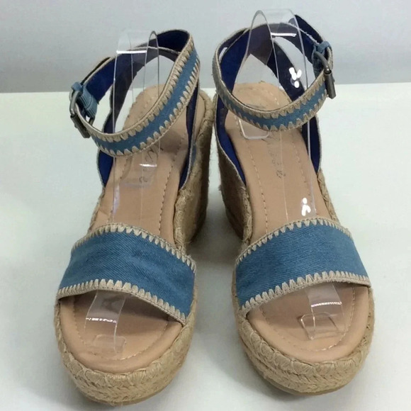 Matisse Blue Denim Wedge Platform Espadrilles - Picture 3 of 11